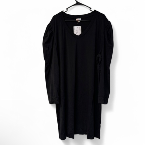 LuLaRoe Dresses & Skirts - LuLaRoe Black Ava Mutton Long Sleeve V-Neck Midi Dress - Women’s Size 3XL NWT